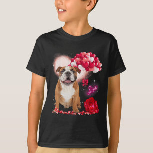 T-shirt Belle English Bulldog Balloon Coeur Valentines Jou