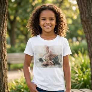 T-Shirt Belle et mignonne chaton couchage aquarelle
