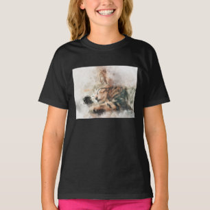 T-shirt Belle et mignonne chaton couchage aquarelle