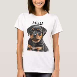 T-SHIRT BELLE FACE DE CHIEN ROTTWEILER NOIR & TAN