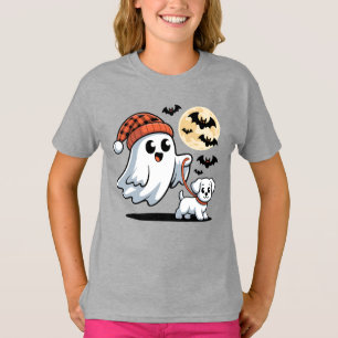 T-shirt Belle Fantôme Marcher Maltese Chiot Halloween nuit