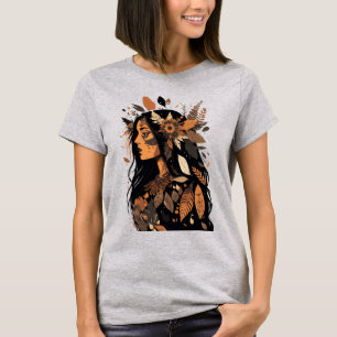 T-shirt Belle femme amérindienne peinte