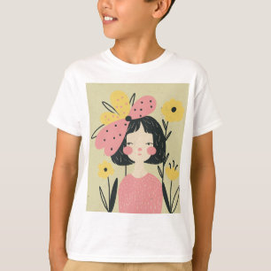 T-shirt belle femme avec une fleur rose
