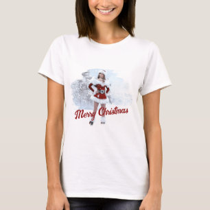 T-shirt Belle femme de Noël au-dessus de la neige hivernal
