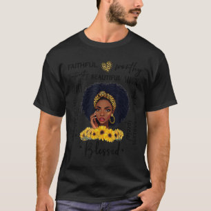 T-shirt Belle femme noire américaine africaine tournesol L