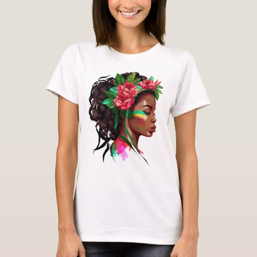 T-shirt Belle femme Rose africaine (Devant)