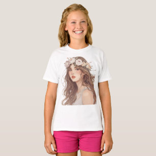 T-shirt Belle Fille Anime Florale – Esthétique Pastel Douc