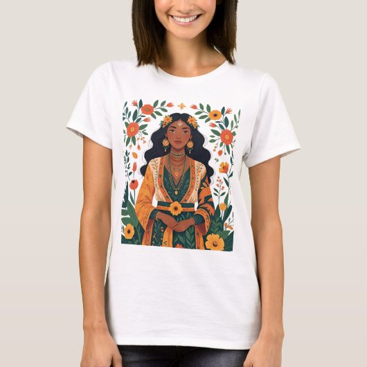 T-shirt Belle Fille Aux Tons Terrestres (Devant)