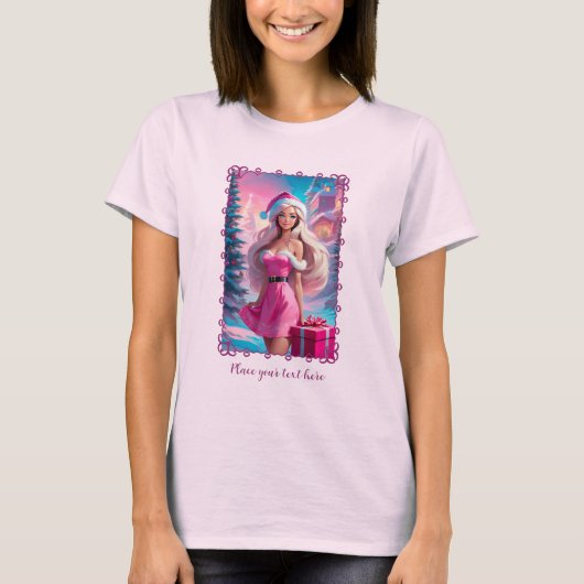 T-shirt Belle fille de Noël rose 01 (Devant)