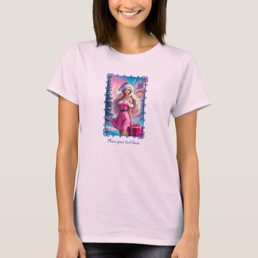 T-shirt Belle fille de Noël rose 01 (Devant)