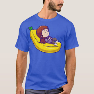 T-shirt Belle Fille Dormir Sur Des Bananes Caricature1