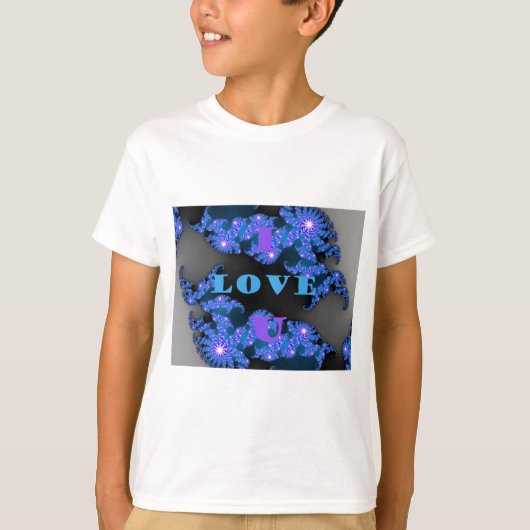 T-shirt Belle Galactique Blue Love Texte Motif Design, (Devant)