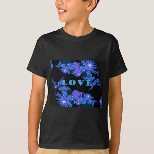 T-shirt Belle Galactique Blue Love Texte Motif Design, (Devant)