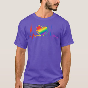 T-shirt Belle Gay & Lesbian Pride LGBT Heartbeat LGBTQ Hu