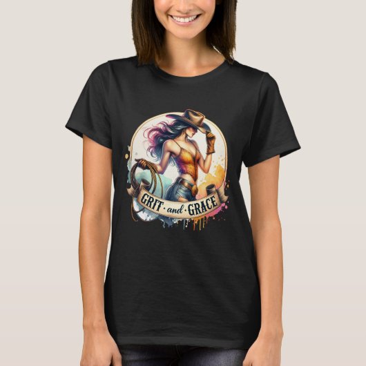 T-shirt Belle graisse Western Cowgirl (Devant)