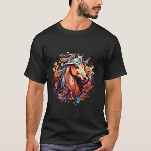 T-shirt belle illustration de cheval Automne sauvage Idea (Devant)