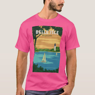 T-shirt Belle Isle Michigan Travel Vintage Art
