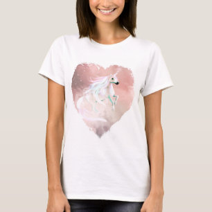 T-shirt Belle licorne en pastel à un coeur