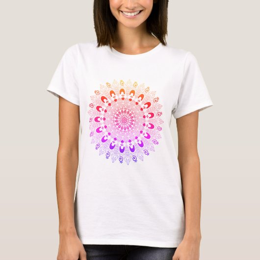T-shirt Belle Mandala Flower coloré Ombre Design (Devant)