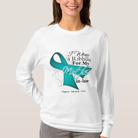 T-shirt Belle-mère - conscience turquoise de ruban (Devant)