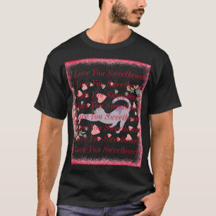 T-shirt Belle Moderne Rouge Coeur mignonne Chat Valentines