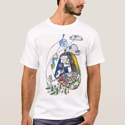 T-shirt Belle peinture indienne populaire Madhubani (Devant)