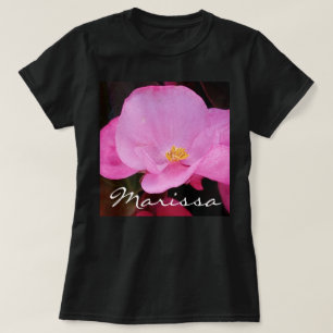 T-shirt Belle photo de rose Fleur Ajouter Nom Noir