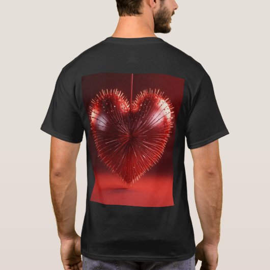 T-shirt belle pointe coeur, rendu 3d, 8k, rouge foncé le (Dos)