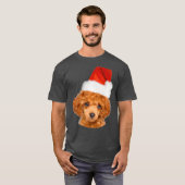 T-shirt Belle Poodle Miniature Portant Noël Père Noël (Devant entier)
