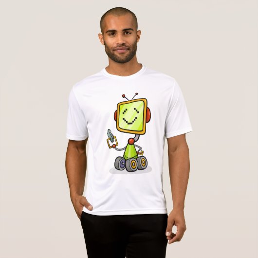 T-shirt Belle Robot Rétro Cartoon Amusant IA Tech Art numé (Devant entier)