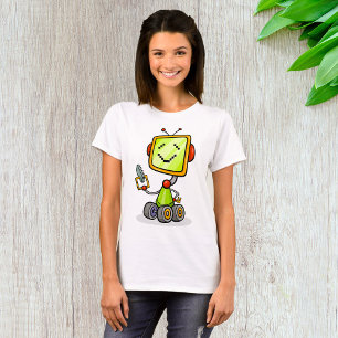 T-shirt Belle Robot Rétro Cartoon Amusant IA Tech Art numé