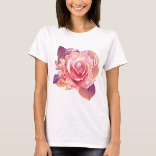 T-shirt Belle rose rose simple