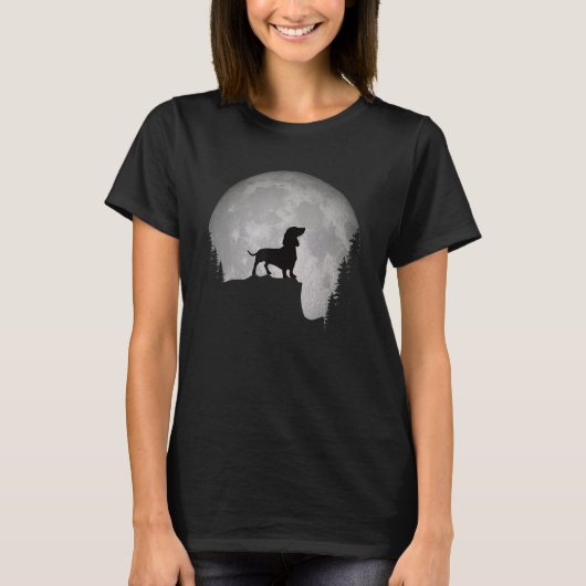 T-shirt Belle Silhouette Rétro Dachshund Chien. Love Dac (Devant)