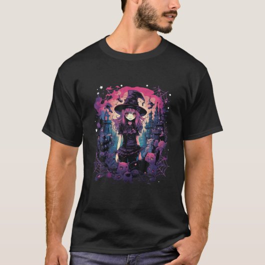 T-shirt Belle Sorcière Chat Noir Costume Halloween T Shir (Devant)