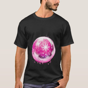 T-shirt Belle sphère de Noël rose avec neige Idea Cre