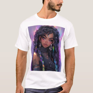 T-shirt Belle Stylish Braided Hair Anime Girl