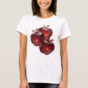 T-shirt Belle TROIS POMMES EN VERRE ROUGE Design en Argent