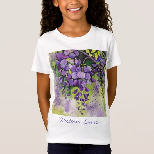 T-Shirt Belles Fleurs De Wisteria En Aquarelle (Devant)