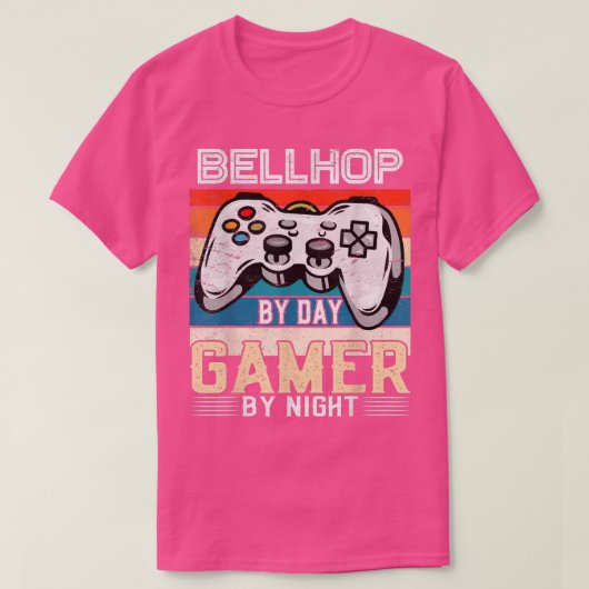 T-shirt Bellhop by day gamer (Design devant)