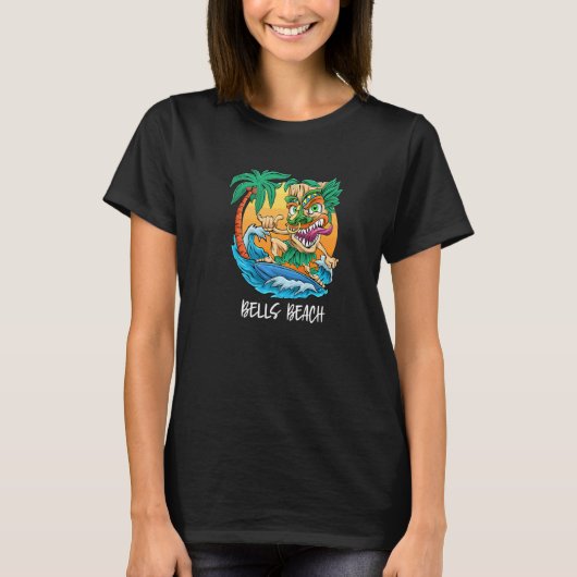 T-shirt Bells Beach Australia Palm Tree Surfing Beach Vaca (Devant)