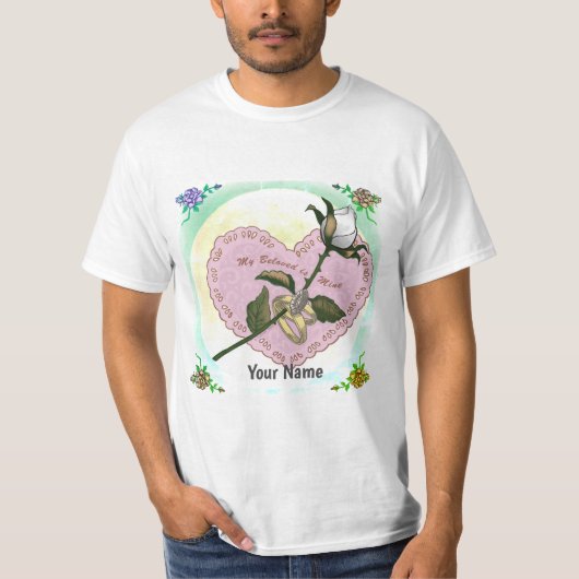 T-shirt Beloved White Rose Heart  (Devant)