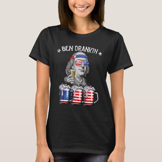 T-shirt Ben Drankin 4 juillet Benjamin Franklin Beer Ame (Devant)