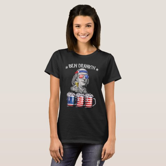 T-shirt Ben Drankin 4 juillet Benjamin Franklin Beer Ame (Devant entier)