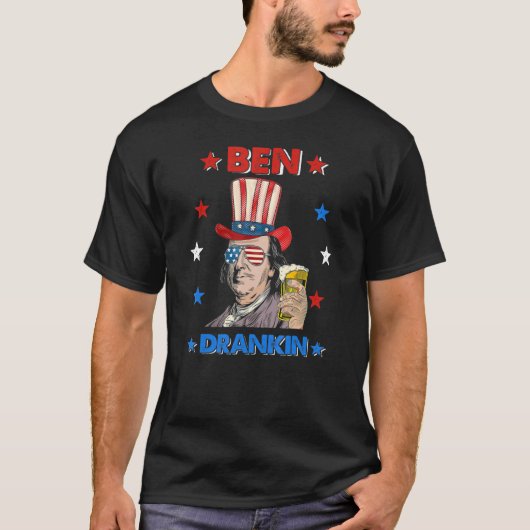 T-shirt Ben Drankin 4 juillet Benjamin Franklin Men Amer (Devant)