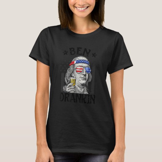 T-shirt Ben Drankin Benjamin Franklin  Drink Beer 4th Of J (Devant)