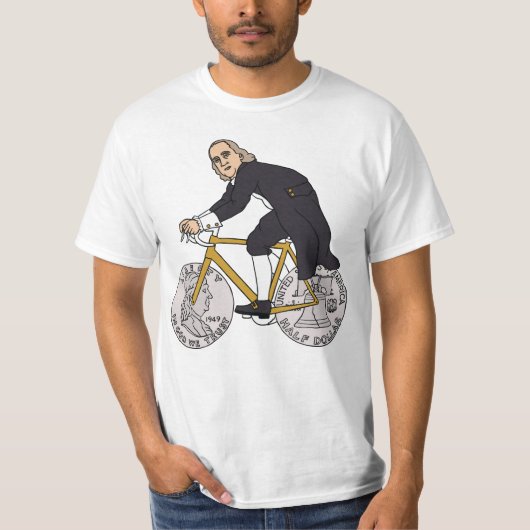 T-shirt Ben Franklin sur un vélo avec des roues de (Devant)