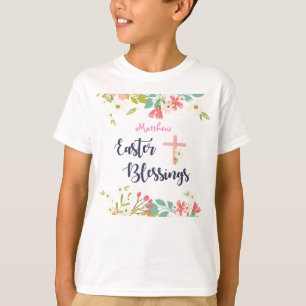T-shirt Bénédiction de Pâques de fleurs Christ ressuscitée