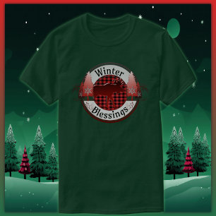 T-shirt Bénédiction d'hiver Plaid Insigne d'orignal