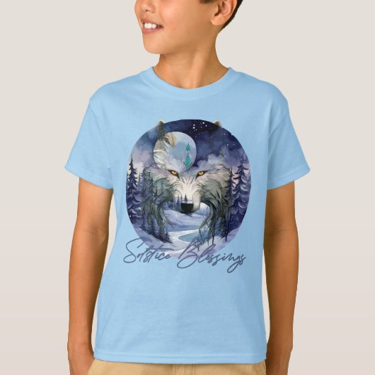 T-shirt Bénédiction solstice Wolf d'hiver Moonlight Woods (Devant)