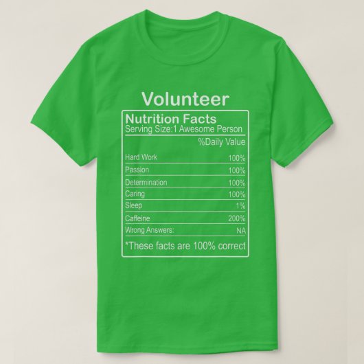 T-shirt Bénévolat Nutrition Faits Drôle Sarcastique (Design devant)